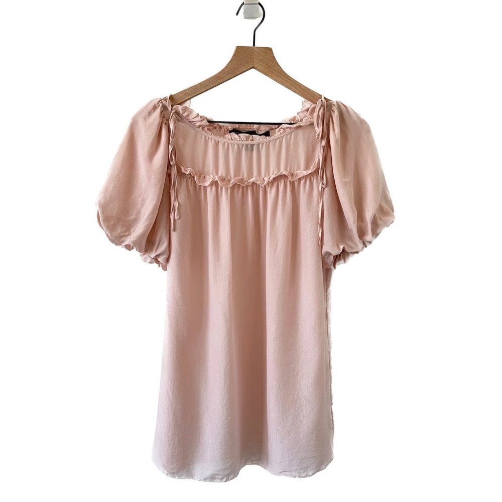 Marc By Marc Jacobs Light Blush Pink Puff Sleeve Blouse